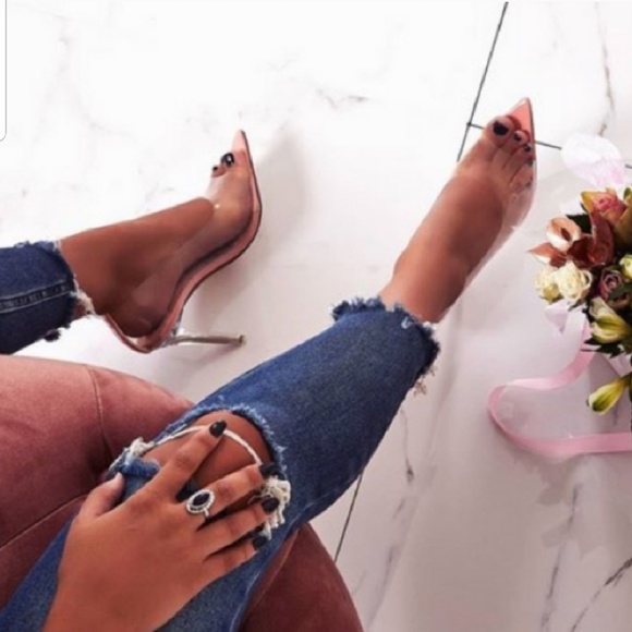 Cape Robbin Ethereal Clear Heels Open Toe Size 5 - Picture 3 of 7